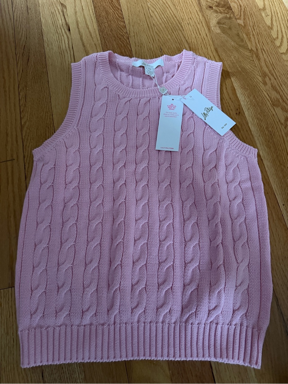 NWT Lilly Pulitzer Brockton Crew Neck Sweater Vest Conch Shell Pink XS